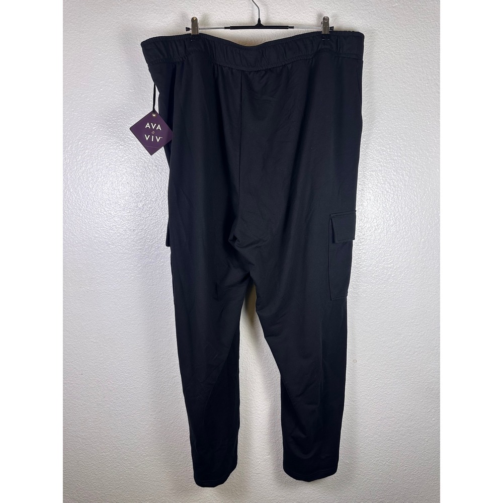 Ava & Viv Womens 3X Black Cargo Jogger Pants High Rise Elastic Waist New - Picture 2 of 7